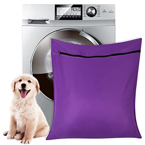 Auxsoul 1 Packung Haustier-Wäschesack, stoppt Tierhaare, die Waschmaschine blockieren, große Größe, Waschbeutel, ideal für Hunde, Katzen, Pferde, Haarentferner, sicher (6070 cm) (lila) von AUXSOUL
