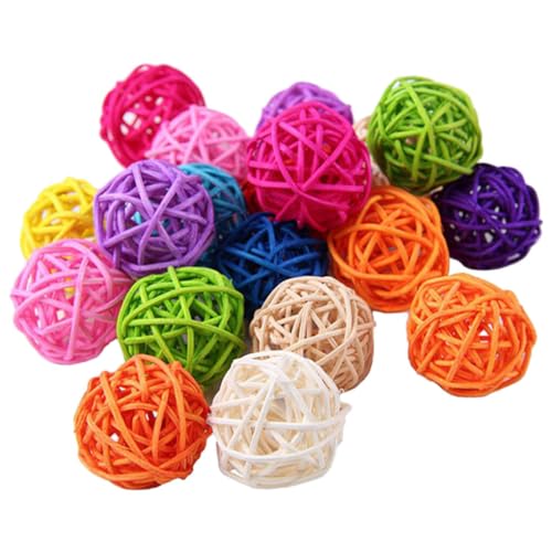 AUklOPVZZ 10 Paket/los ungiftig Rattan Vogel Spielzeug Bälle Multifunktionale Kauen Spielzeug Für Papageien Vogel Kauen Spielzeug Holz Papagei Kauen Spielzeug, Farbmischung, 5cm von AUklOPVZZ