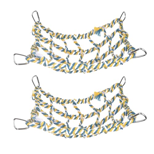 AUklOPVZZ 2X buntes gewebtes Kletternetz, Vogelspielzeug mit Edelstahlhaken, Hamster, Eichhörnchen, Hängemattennetz, Spielzeug für Vögel, zuverlässig AUklOPVZZ 2X buntes gewebtes Kletternetz, Vogelspielzeug mit Edelstahlhaken, Hamster, Eichhörnchen, Hängemattennetz, Spielzeug für Vögel, zuverlässig von AUklOPVZZ