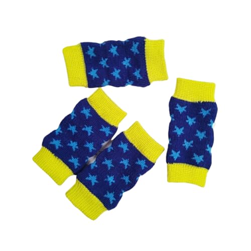 AUklOPVZZ 4 Stück Hundesocken, weiche Textur, atmungsaktiv, warm, feine Nähte, Kniewärmer für Haustiere. Haustier Kniestrümpfe aus Baumwolle, Blauer Stern, M von AUklOPVZZ