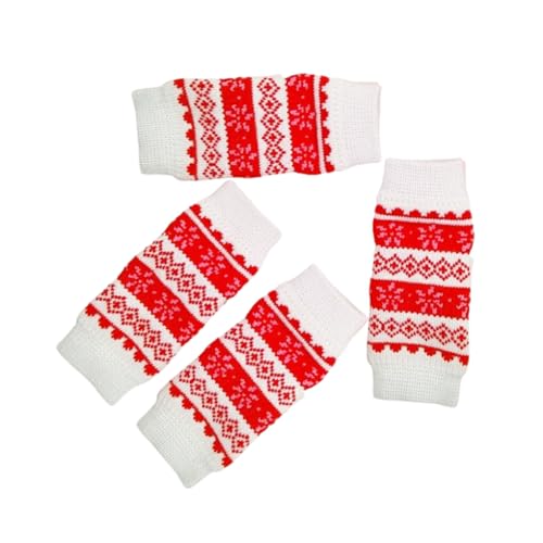 AUklOPVZZ 4 Stück Hundesocken, weiche Textur, atmungsaktiv, warm, feine Nähte, Kniewärmer für Haustiere. Haustier Kniestrümpfe aus Baumwolle, Weihnachtsschnee, L von AUklOPVZZ