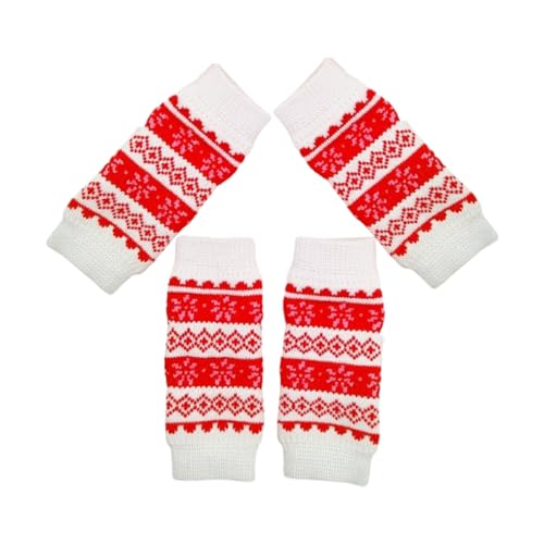 AUklOPVZZ 4 Stück Hundesocken, weiche Textur, atmungsaktiv, warm, feine Nähte, Kniewärmer für Haustiere. Haustier Kniestrümpfe aus Baumwolle, Weihnachtsschnee, M von AUklOPVZZ