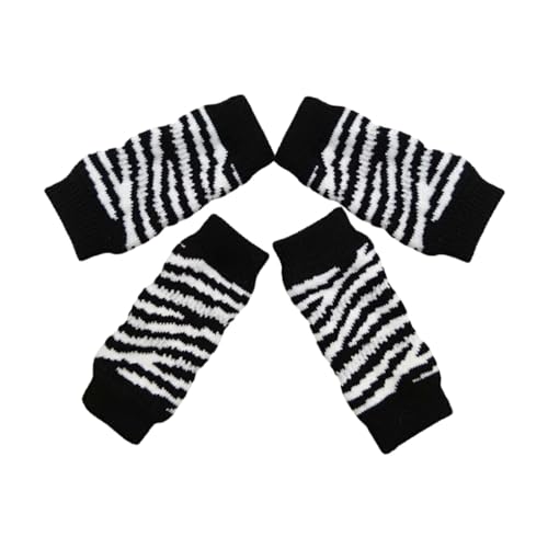 AUklOPVZZ 4 Stück Hundesocken, weiche Textur, atmungsaktiv, warm, feine Nähte, Kniewärmer für Haustiere. Haustier Kniestrümpfe aus Baumwolle, Zebra, L von AUklOPVZZ