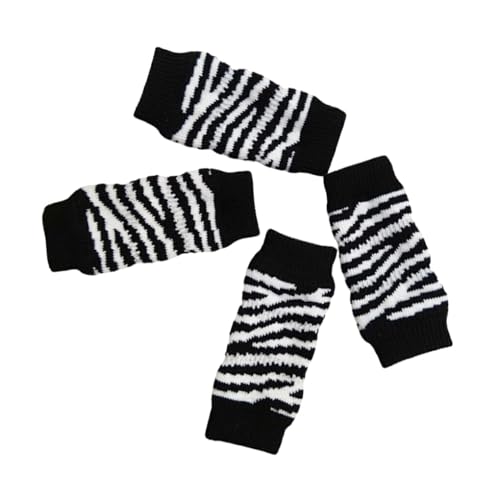 AUklOPVZZ 4 Stück Hundesocken, weiche Textur, atmungsaktiv, warm, feine Nähte, Kniewärmer für Haustiere. Haustier Kniestrümpfe aus Baumwolle, Zebra, S von AUklOPVZZ