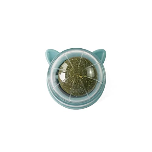 AUklOPVZZ ABS Katzenminze Ball, tragbar, niedlich, bunt, interaktives 360 Grad drehbares, feuchtigkeitsfestes Zahnreinigungs Snack Haustier Spielzeug Spielzeug, Grau Blau von AUklOPVZZ