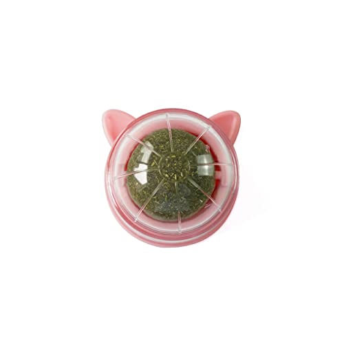 AUklOPVZZ ABS Katzenminze Ball, tragbar, niedlich, bunt, interaktives 360 Grad drehbares, feuchtigkeitsfestes Zahnreinigungs Snack Haustier Spielzeug Spielzeug, Rosa von AUklOPVZZ