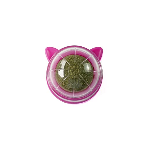 AUklOPVZZ ABS Katzenminze Ball, tragbar, niedlich, bunt, interaktives 360 Grad drehbares, feuchtigkeitsfestes Zahnreinigungs Snack Haustier Spielzeug Spielzeug, Rosenrot von AUklOPVZZ