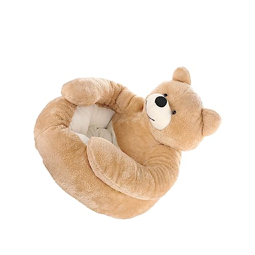 AUklOPVZZ Bear Hug Katzenschlafmatte, weicher Stoff, wasserdicht und rutschfest, Haustierbett für Katzen, Bett für Hunde, Hundesofa, Komfort für Haustiere, Khaki, S (Durchmesser 46 cm) von AUklOPVZZ