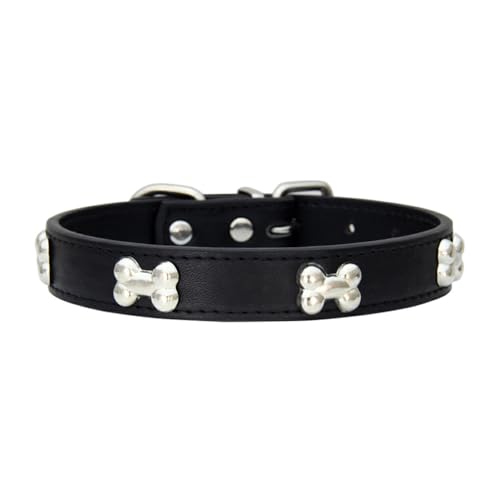 AUklOPVZZ Bequemes und stilvolles Haustierhalsband für Hunde Aller Größen. PU Katzenhalsband. PU Hundehalsbänder. Hundehalsband. Langlebig, Schwarz, 2.0 * 40cm von AUklOPVZZ