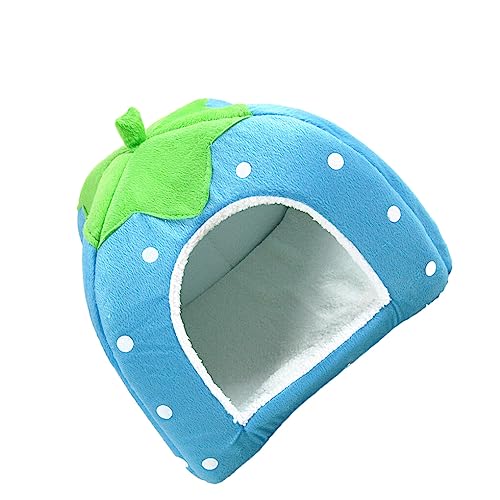 AUklOPVZZ Hundebett verdicken Baumwolle Katzenhaus Katzenbett Zwinger Hase Haustier halb unten Haustierbett weich für unten Katze Hundebett Hase, Blau, S (26 x 26) cm von AUklOPVZZ