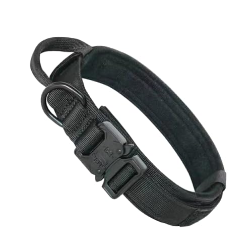 AUklOPVZZ Hundehalsband mit verstellbaren Schnallen für mittelgroße und große Hunde. Strapazierfähiges und stilvolles, verstellbares Militärhalsband aus Nylon, Schwarz, M von AUklOPVZZ