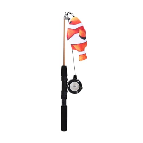 AUklOPVZZ Interaktives Katzenspielzeug, gesund und hygienisch, einfach zu vielseitig einsetzbar, fischförmige Angelrute, Katzenspielzeug aus Kunststoff, Geschenke, Clownfisch von AUklOPVZZ
