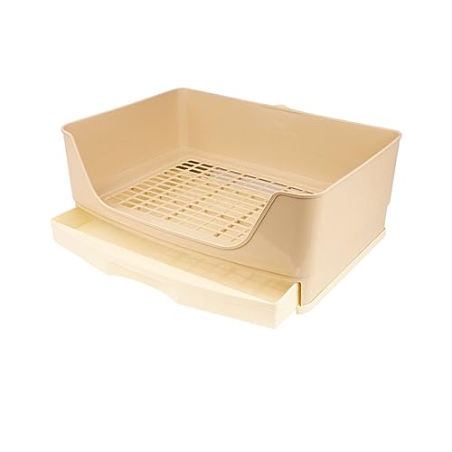 AUklOPVZZ Leichte und tragbare, größere Haustierpfanne ist für Reisen oder im Freien, Toilettenbox mit Gitter, Töpfchentrainer, Kunststoff, langlebig, Beige von AUklOPVZZ