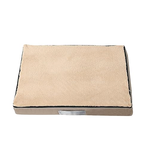 AUklOPVZZ Orthopädisches Hundebett – bequem, langlebig, für alle Rassen, großes Hundebett, Haustierbett, Hundebetten, Katzenbett, Matte, leicht zu reinigen, Khaki, 90X70X10CM von AUklOPVZZ