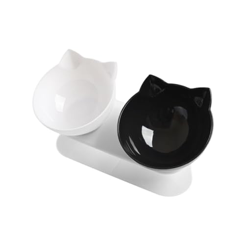AUklOPVZZ Robuster und langlebiger Futternapf mit erhöhtem Ständer, rutschfest, praktisch und tragbar, Wassernapf für Tierfutter aus Kunststoff, Schwarz+weiß AUklOPVZZ Robuster und langlebiger Futternapf mit erhöhtem Ständer, rutschfest, praktisch und tragbar, Wassernapf für Tierfutter aus Kunststoff, Schwarz+weiß von AUklOPVZZ