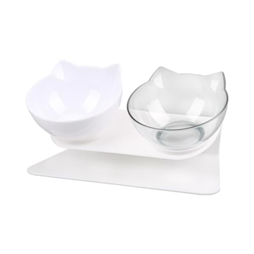 AUklOPVZZ Robuster und langlebiger Futternapf mit erhöhtem Ständer, rutschfest, praktisch und tragbar, Wassernapf für Tierfutter aus Kunststoff, Weiß+transparent AUklOPVZZ Robuster und langlebiger Futternapf mit erhöhtem Ständer, rutschfest, praktisch und tragbar, Wassernapf für Tierfutter aus Kunststoff, Weiß+transparent von AUklOPVZZ