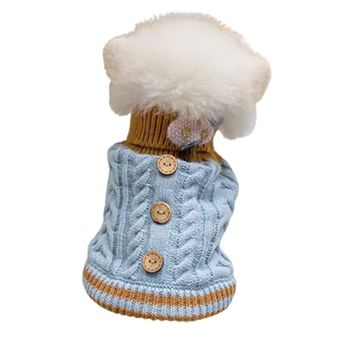 AUklOPVZZ Verkleiden Sie Ihren Welpen mit einem süßen und modischen Winter Hundepullover. Winter Hundepullover Jacke, Polyester Winter Haustierkleidung, stilvoll, blau M von AUklOPVZZ