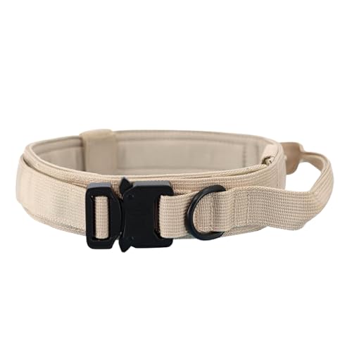 AUklOPVZZ Verstellbares taktisches Hundehalsband, Schnallenverschluss, einfache Struktur, Bequeme Passform, Halsband, Leine, Nylon, mühelos, reißfest, Khaki, L von AUklOPVZZ