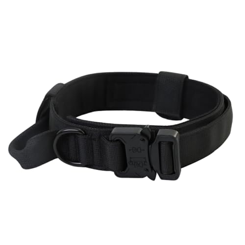 AUklOPVZZ Verstellbares taktisches Hundehalsband, Schnallenverschluss, einfache Struktur, Bequeme Passform, Halsband, Leine, Nylon, mühelos, reißfest, Schwarz, XL von AUklOPVZZ