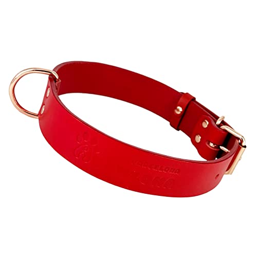 Hundehalsband Aus Leder, Weiches Qualitätsleder, Kleiner Mittlerer Großer Hund. Rot Und Rose Gold. von AVANZONA