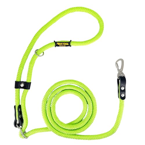 Hundeleine, Freihändig, Verstellbar, für Kleine, Mittlere und Große Hunde. Grün Fluor & Schwarz von AVANZONA