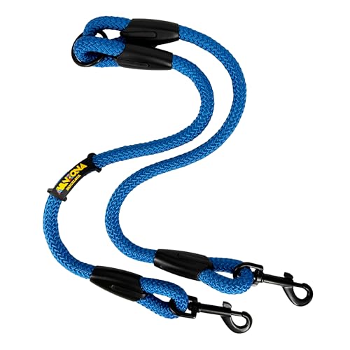 Hundeleine mit doppelten Haken für 2 Hunde, für kleine, mittlere und große Hunde. Blau von AVANZONA