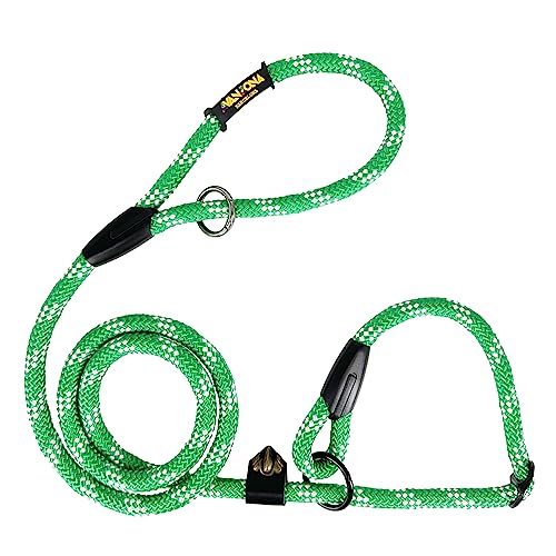 Hundetrainingsleine mit Anti-Zug-Halsband, Nylonschnur, für kleine, mittlere und große Hunde. Grün mit Weiß von AVANZONA
