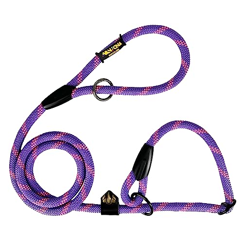 Hundetrainingsleine mit Anti-Zug-Halsband, Nylonschnur, für kleine, mittlere und große Hunde. Violett mit Rosa von AVANZONA