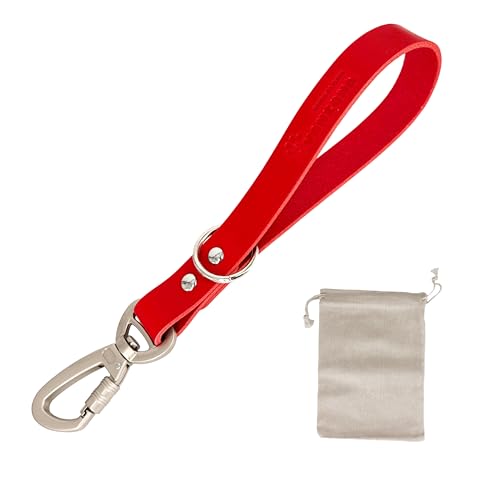 Kurzführer Hund Leder. Lederhundeleine Vielseitig Einsetzbar. Hundeleine für Kleine, Mittlerefür und Große Hunde. 32cm. Rot. von AVANZONA