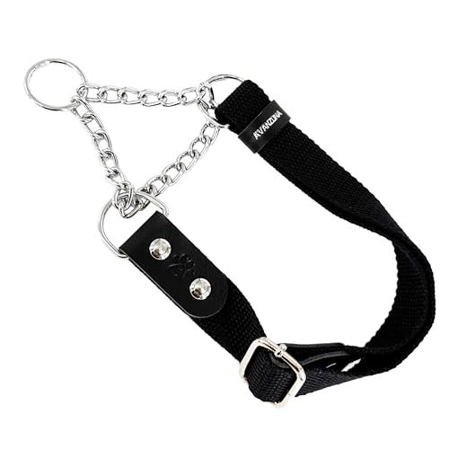 Martingale Zugstopp Halsband für Hunde mit Kette und Leder. Zughalsband für Kleine. M. Schwarz & Schwarz Martingale Zugstopp Halsband für Hunde mit Kette und Leder. Zughalsband für Kleine. M. Schwarz & Schwarz von AVANZONA