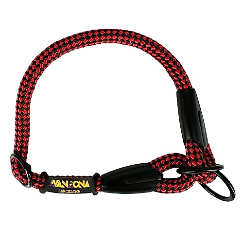 Zugstopp Halsband Hunde. Semi Martingale Hundehalsband für Kleine, Mittlere und Große Hunde. Verstellbarer Schlupf auf Nylon Rund. Rot&Schwarz von AVANZONA