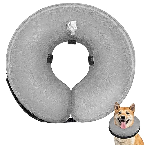Hundekegelhalsband für kleine mittelgroße große Hunde nach Operationen, aufblasbarer Hundehals-Donut-Halsband, verstellbarer Hundekegel, E-Halsband für Hunde Genesung, weiche Hundekegel Alternative, von AVCCAVA