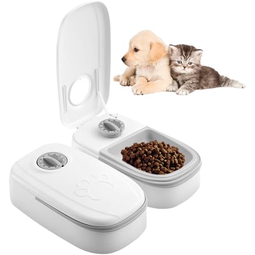 AVCXEC 2 Mahlzeit Automatischer Katzenfutterautomat, Katzenfutterautomat mit Timer, Futterspender für Katzen, Automatischer Futterspender für Haustiere, Nass- und Trockenfutter, für Katzen und kleine von AVCXEC