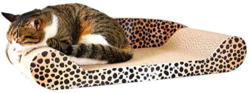 Sofa Cat Scratcher Karton, Cat Bed Schleifpfotenspielzeug ， Wellpappe Cat Scratching Board Pad, Cat Scratch Lounge, Cat Wurf Zurück Katzensofa Verschleißfestes Katzenspielzeug-Leopard||Medium von AVEEWA