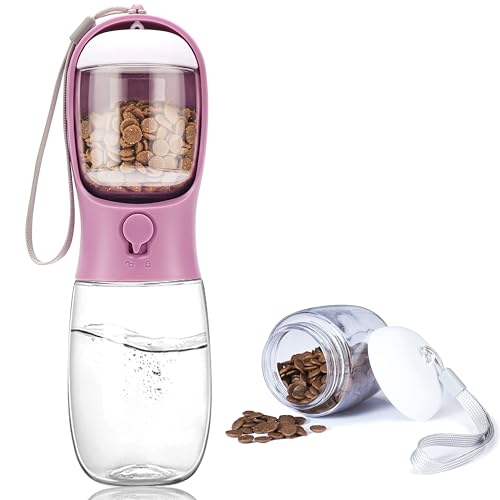 AVELORA Hunde-Wasserflasche, tragbare Haustier-Wasserflasche mit Futterbehälter, tragbarer Wasserspender für Katzen, Kaninchen, Welpen und andere Haustiere zum Spazierengehen, Wandern, Reisen (284 ml) von AVELORA