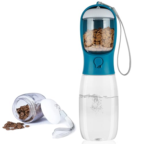 AVELORA Hunde-Wasserflasche, tragbare Haustier-Wasserflasche mit Futterbehälter, tragbarer Wasserspender für Katzen, Kaninchen, Welpen und andere Haustiere zum Spazierengehen, Wandern, Reisen (540 ml) von AVELORA
