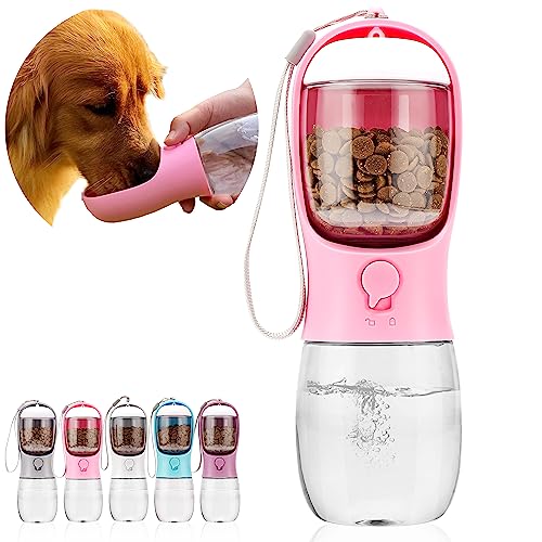 AVELORA Hunde-Wasserflasche, tragbare Haustier-Wasserflasche mit Futterbehälter, tragbarer Wasserspender für Katzen, Welpen, Haustiere zum Spazierengehen, Wandern, Reisen, Welpenutensilien, von AVELORA