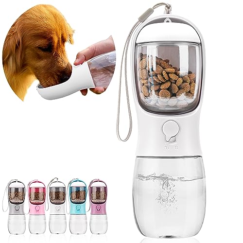 AVELORA Hunde-Wasserflasche, tragbare Haustier-Wasserflasche mit Futterbehälter, tragbarer Wasserspender für Katzen, Welpen, Haustiere zum Spazierengehen, Wandern, Reisen, Welpenzubehör, Hundezeug von AVELORA