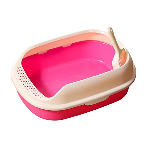 Katzentoilette, Oben offen, Haustiertoilette, tragbar, hochseitig, halbgeschlossen, Katzensandkasten, spritzwassergeschützt, Kätzchen-Toilette, leicht zu reinigen, kein Geruch, Orange (Color : Pink) von AVFORA