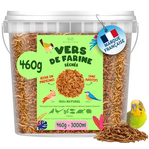 Avida Zen Mehlwürmer, getrocknet, 460 g – 3 l Leckereien – Naturfutter reich für Fische, Vögel, Schildkröten, Igel, Nagetiere und Reptilien – Trockenfutter von AVIDA · ZEN