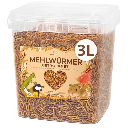 460g Mehlwürmer getrocknet, ideal als Wildvogelfutter und Igelfutter, 460g (entspricht 3 Litern!) getrocknete Mehlwürmer, nährstoffreicher Snack für Nager und Reptilien von AVIDA ZEN