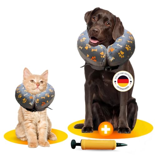 Halskrause Hund & Katze, Hundekragen Leckschutz, aufblasbarer Halskragen weich nach OP und Kastration, Schutzkragen Verschiedene Größen, Kragen für Hunde und Katzen (M) von AVIDA ZEN