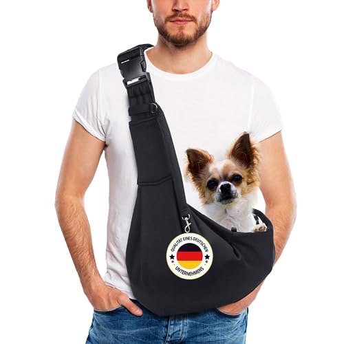 Hundetragetasche bis 10kg, verstellbare Tragetasche , Hundetasche für kleine Hunde und Katzen, Tasche für unterwegs, Hundetrage , Dog Carrier, Transporttasche (Schwarz) von AVIDA ZEN