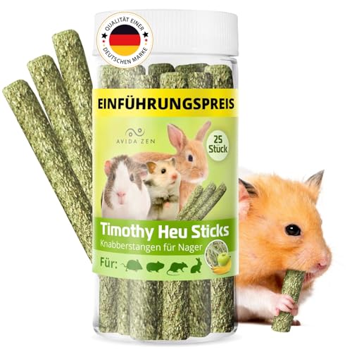 Timothy Heu Sticks, 25 Knabberstangen Kaninchen, Leckerlis für Nager wie Kaninchen Meerschweinchen Hamster Hasen Chinchillas, Beschäftigung und Spielzeug aus natürlichem Heu von AVIDA ZEN