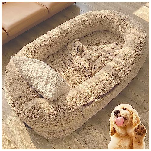 Haustierbett Für Großes Sitzsack Bett Für Menschen Katzenbett Flauschig, Flauschiges Hundebett, Hundebett Orthopädisch Waschbar Rund, Mit Rutschfestem Boden Riesen Sitzsack, Gefüllte Möbel Riesiger ( von AVIMYA