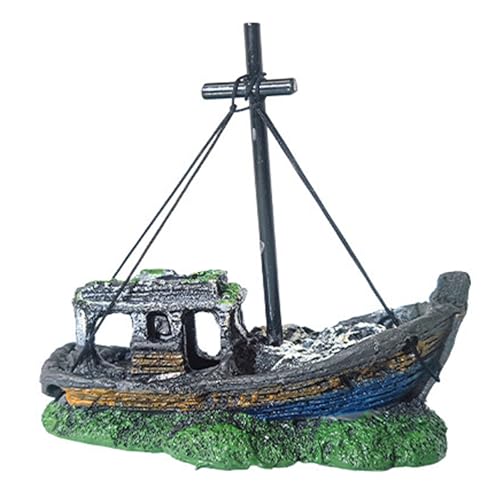 AVKGCZ Aquarien Harz Shipwreck Fish Shelter Höhle Dekorativ Zerstörte Schiffsfigur Hausgebrauch Fischtank Landschaftsgestaltung Accessoires Harz Aquarien Landschaft Figur von AVKGCZ