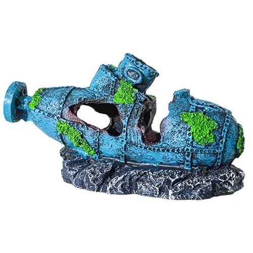 AVKGCZ Aquarien Harz Shipwreck Fish Shelter Höhle Dekorativ Zerstörte Schiffsfigur Hausgebrauch Fischtank Landschaftsgestaltung Accessoires Harz Aquarien Landschaft Figur von AVKGCZ