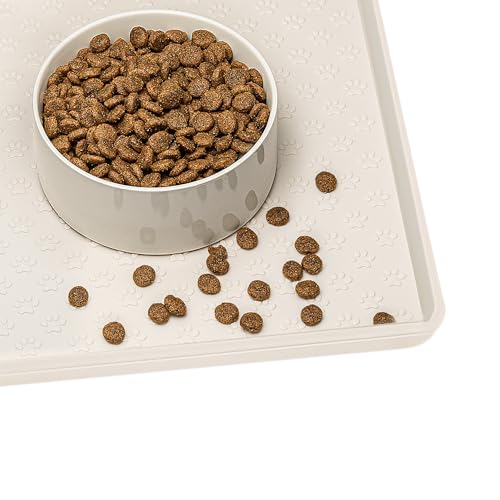 AVYDIIF Napfunterlage für Hunde, Futtermatten für Hunde und Katzen rutschfeste Futtermatte aus Silikon - wasserdichte Unterlage mit Rand, spülmaschinenfest(L: 60×40cm, Crene) von AVYDIIF