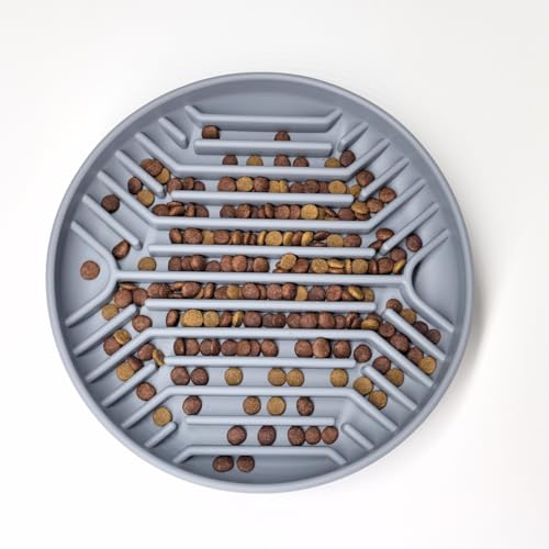 Anti Schling Napf Katze, langsamer Futternapf aus Silikon für Hunde, mit Saugnapf, langsames Fressen, für kleine bis mittelgroße Hunde, spülmaschinenfest (Grau, 1 Pack) von AVYDIIF