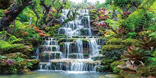 AWERT Hintergrund für Aquarien, Wasserfall, Wald, Park, Grün, tropische Pflanzen, Aquarium, Reptilien-Lebensraum, Vinyl-Hintergrund, 121,9 x 50,8 cm von AWERT